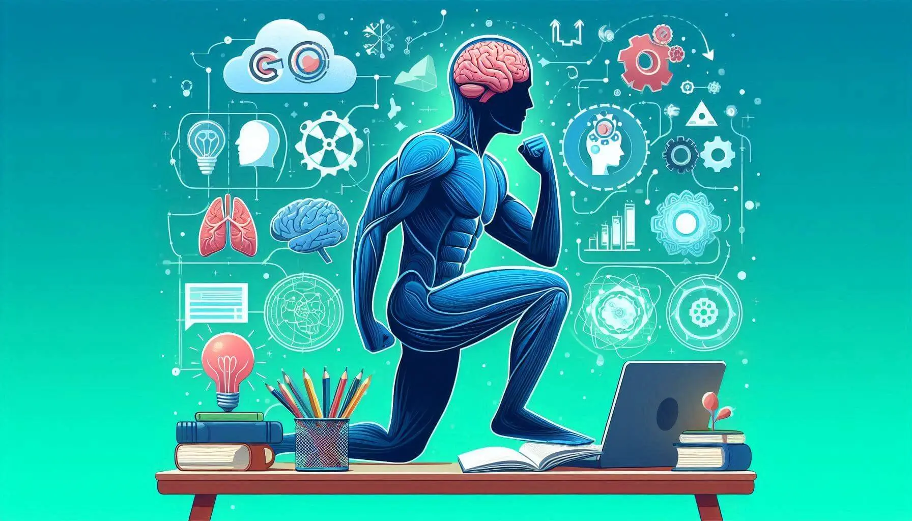 Abstract visualization of cognitive flexibility and mental adaptability in the brain