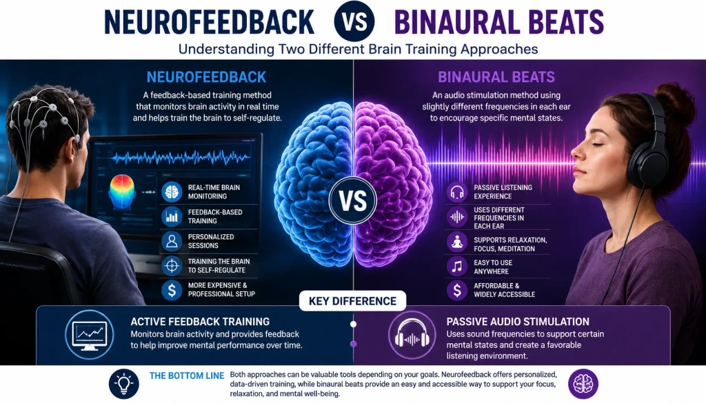 Comparison between neurofeedback and binaural beats for brain training and focus improvement