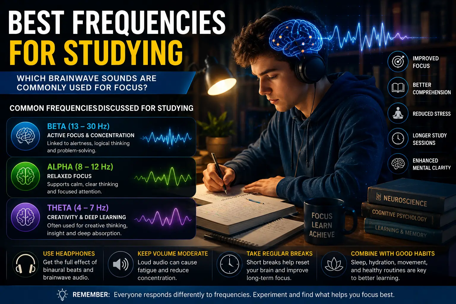 Best Frequencies for Studying: Which Brainwave Sounds Are Commonly Used for Focus?