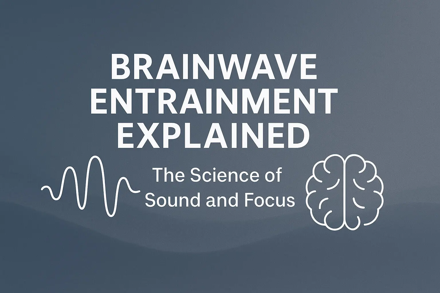 Brainwave entrainment visualization showing rhythmic soundwaves influencing focus and relaxation in a futuristic neuroscience-inspired environment