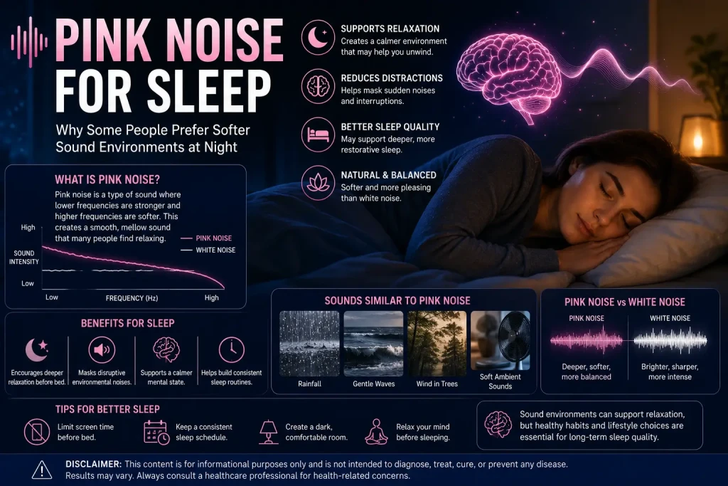 Soft pink noise sleep environment with calming nighttime audio and relaxing brainwave visualization