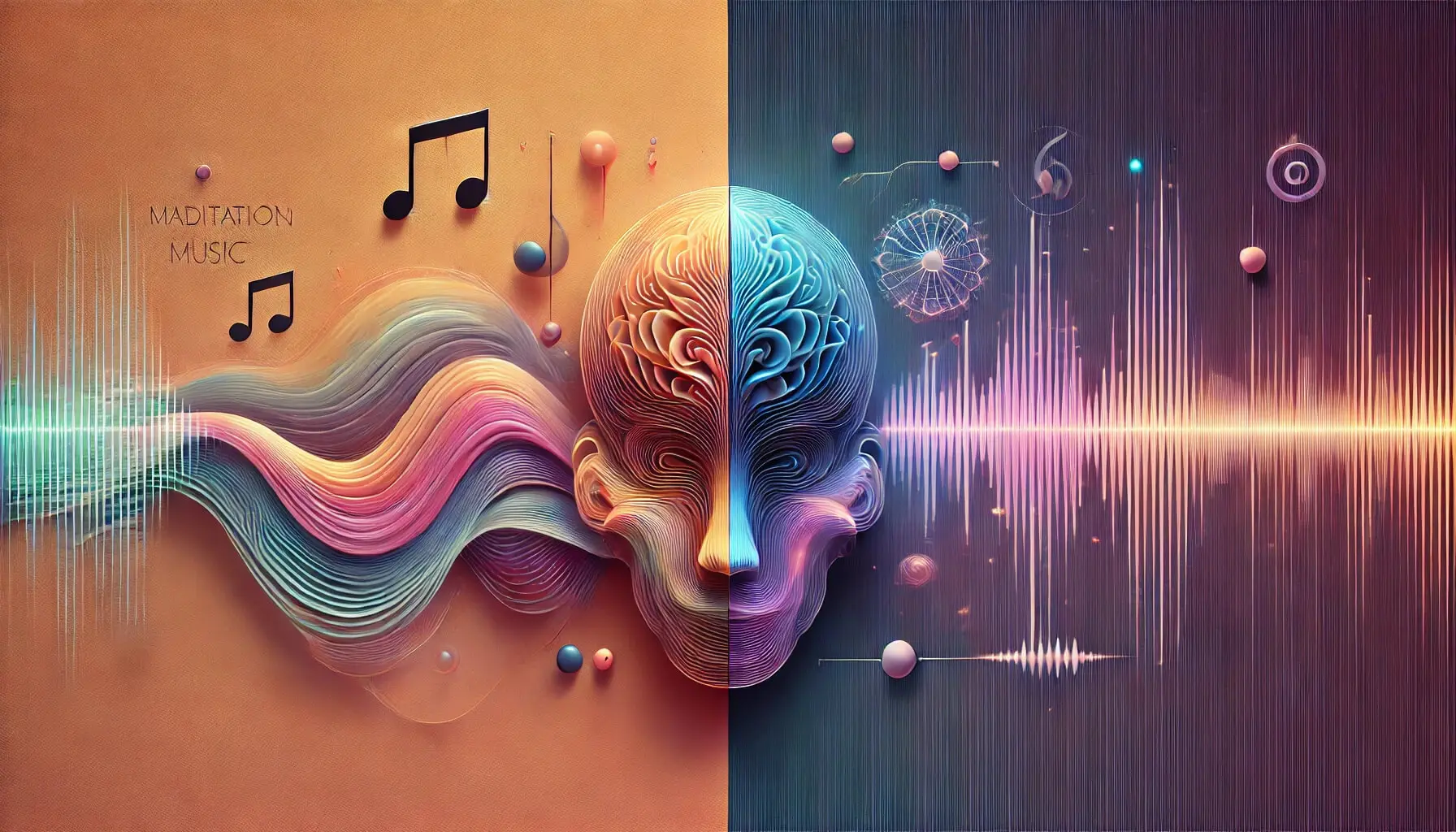 Person comparing meditation music and brainwave audio while studying with headphones in a calm workspace